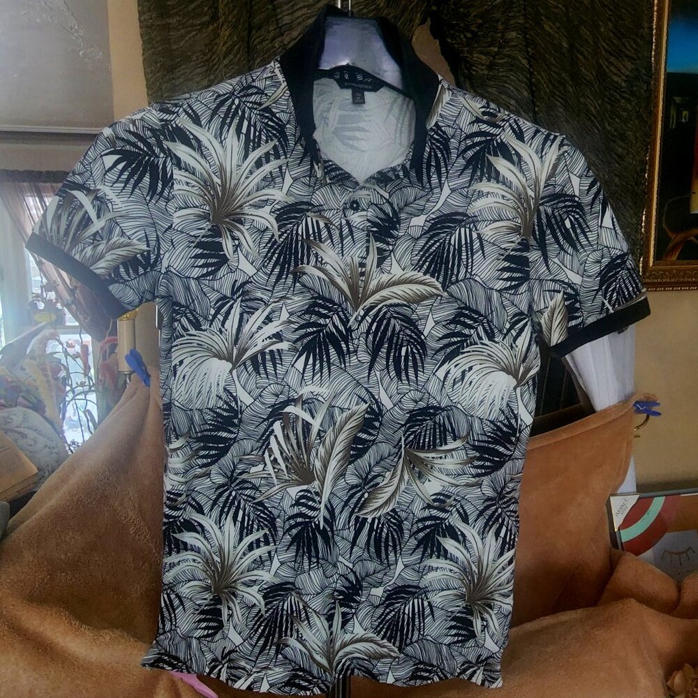 B'ful palm leaves golf, tennis etc sports shirt - Banana Republic Sz M tall/long